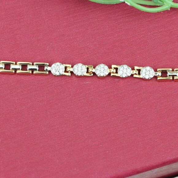 "Rose Gold & Silver Dual Tone Sparkle Bracelet with Round CZ, XPBL0850 - Picture 10 of 12